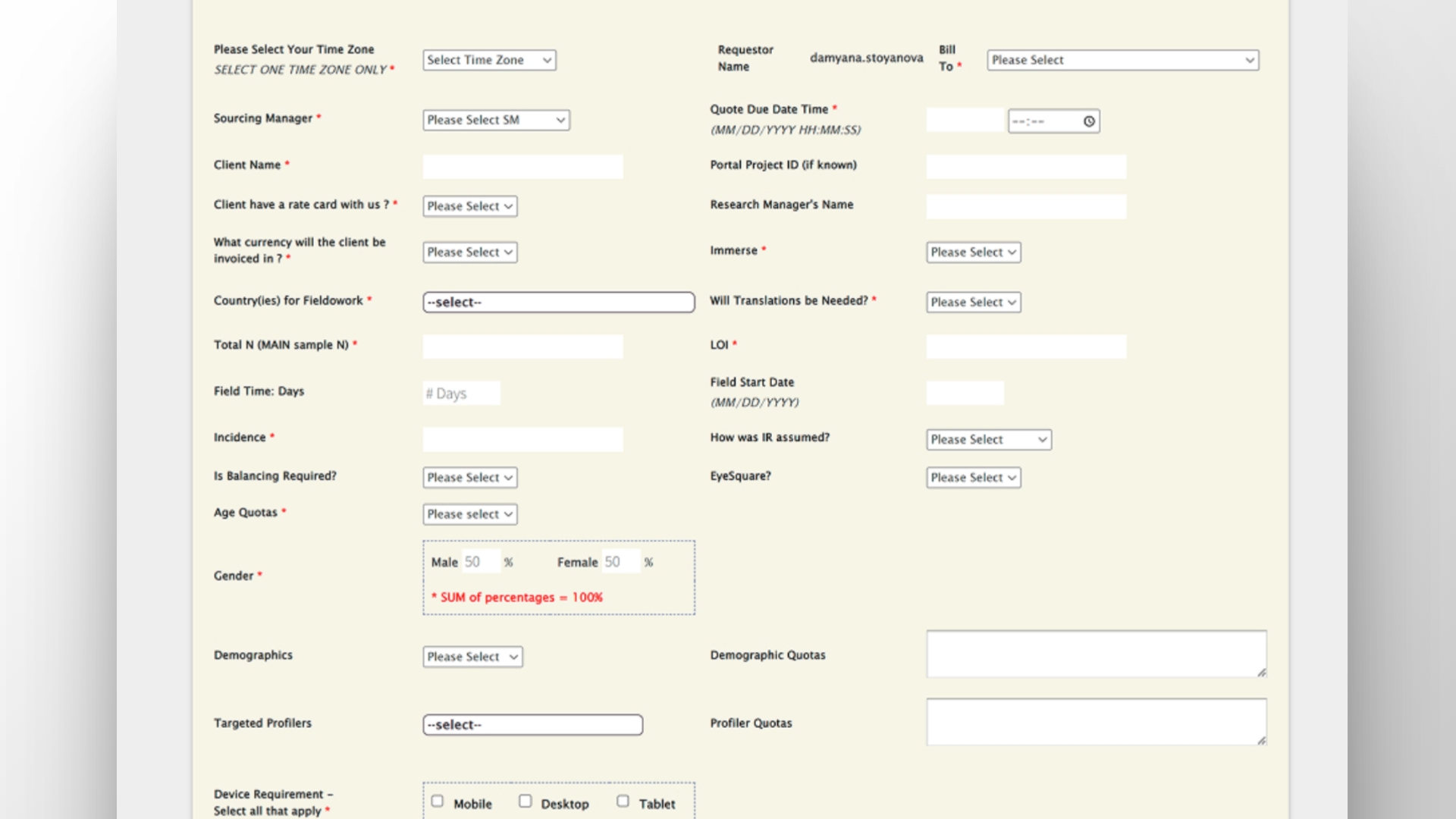 The initial form