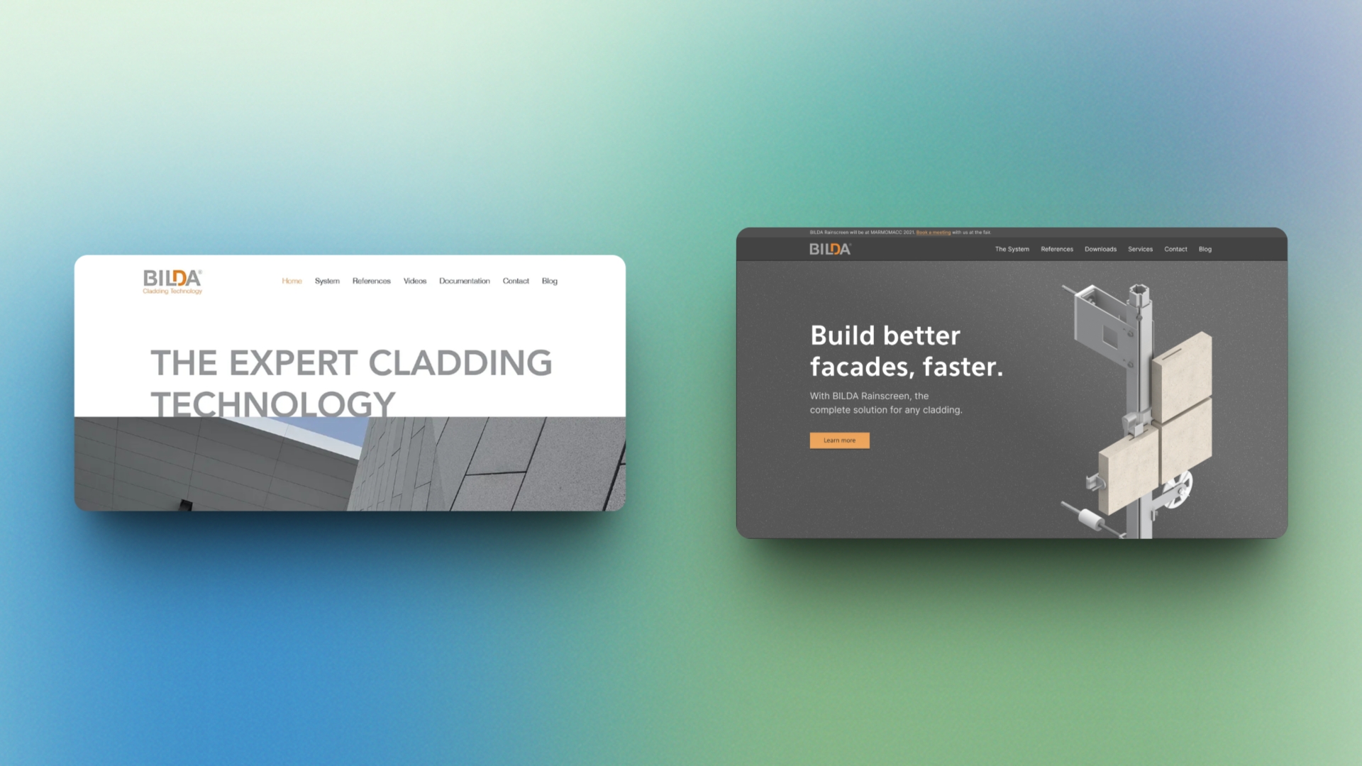 Homepage hero section: before and after